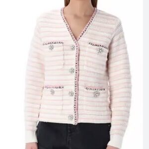 Self-Portrait Pink and White Cardigan